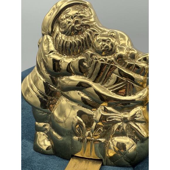 Pair of Solid brass stocking holder ‘Santa’ & ‘Merry Christmas’ Holiday Festive - Picture 10 of 11
